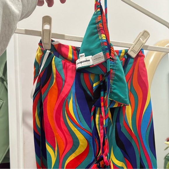 Superdown Revolve Tamera Multicolor Bra Top & Flare Pant set Retro Funky XS - Picture 4 of 5